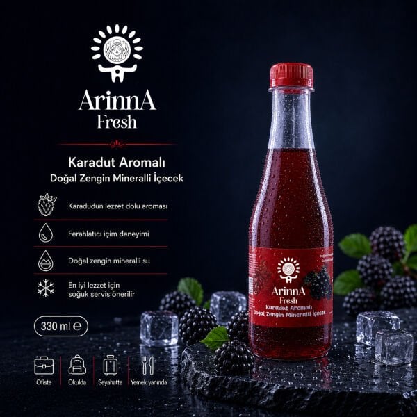 ArinnA Fresh Karadut Aromalı Doğal Zengin Mineralli İçecek 330 ml