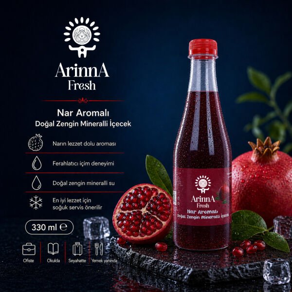 ArinnA Fresh Nar Aromalı Doğal Zengin Mineralli İçecek 330 ml