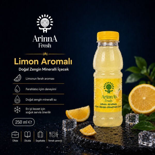 ArinnA Fresh Limon Aromalı Doğal Zengin Mineralli İçecek 250 ml