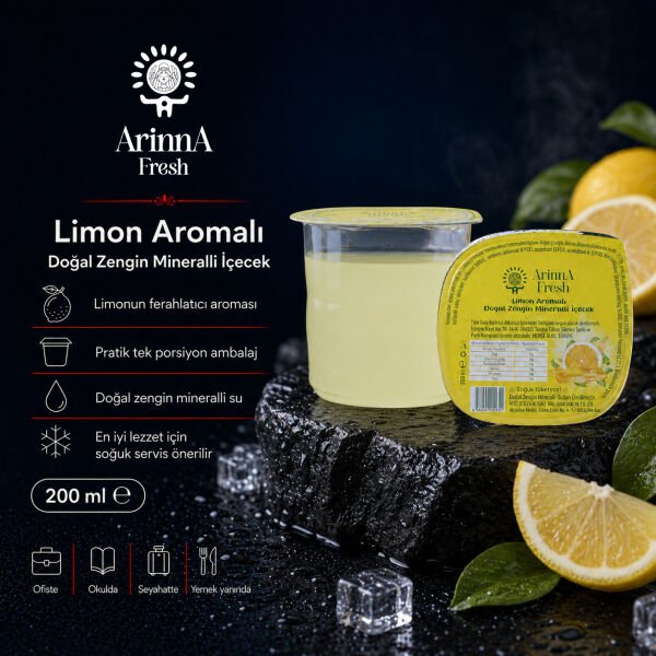 ArinnA Fresh Limon Aromalı Doğal Zengin Mineralli İçecek 200 ml